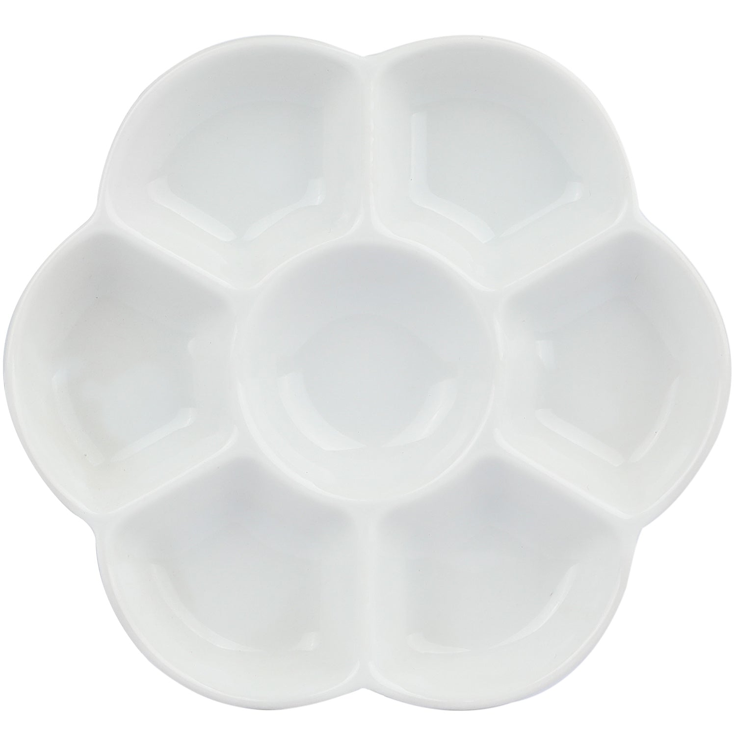 MEEDEN 7-Well Studio Porcelain Paint Palette Tray,Artist Mixing Colour Tray by 4-3/4 Inches for Watercolor Gouache Painting,Round,White