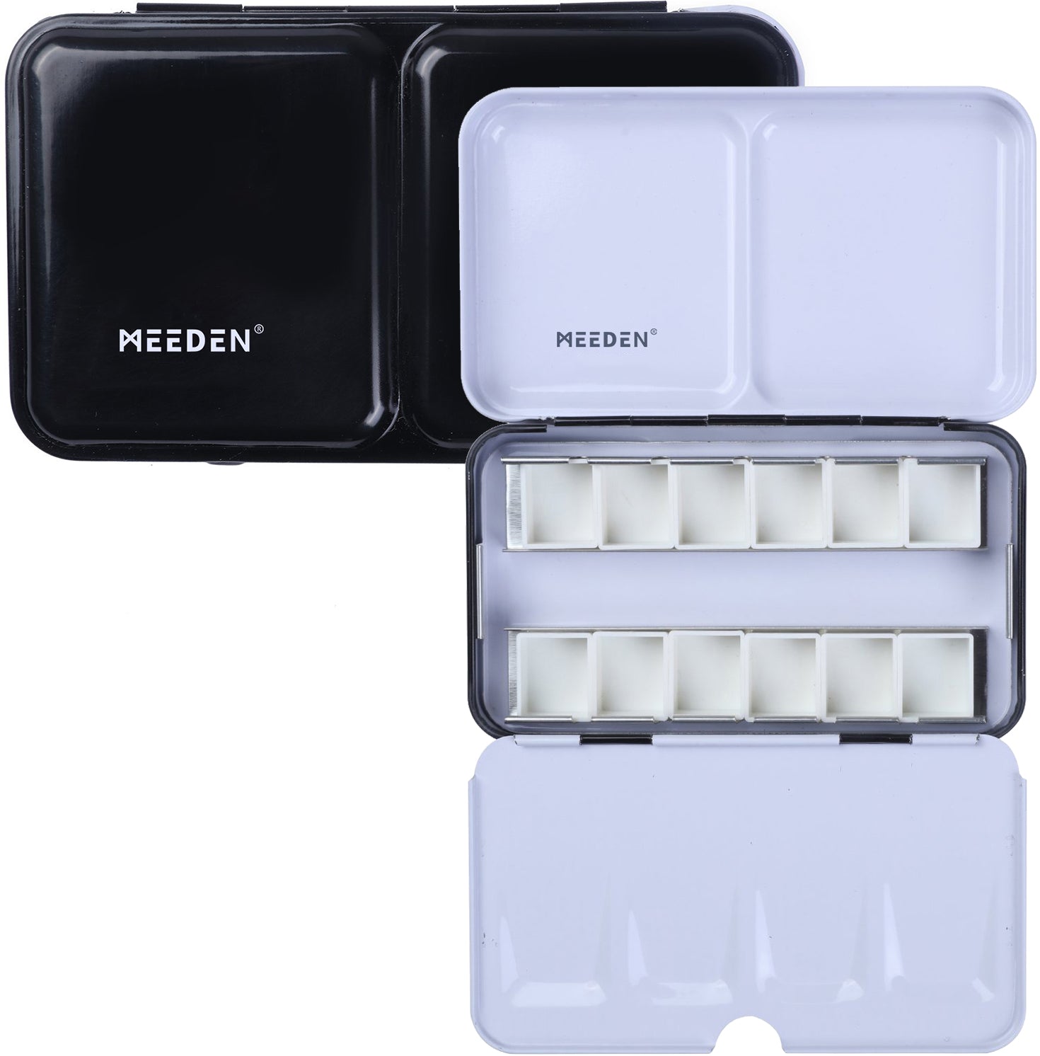 MEEDEN Empty Watercolor Tin Palette, Small Travel Metal Paint Box with 12 Pcs Half Pans