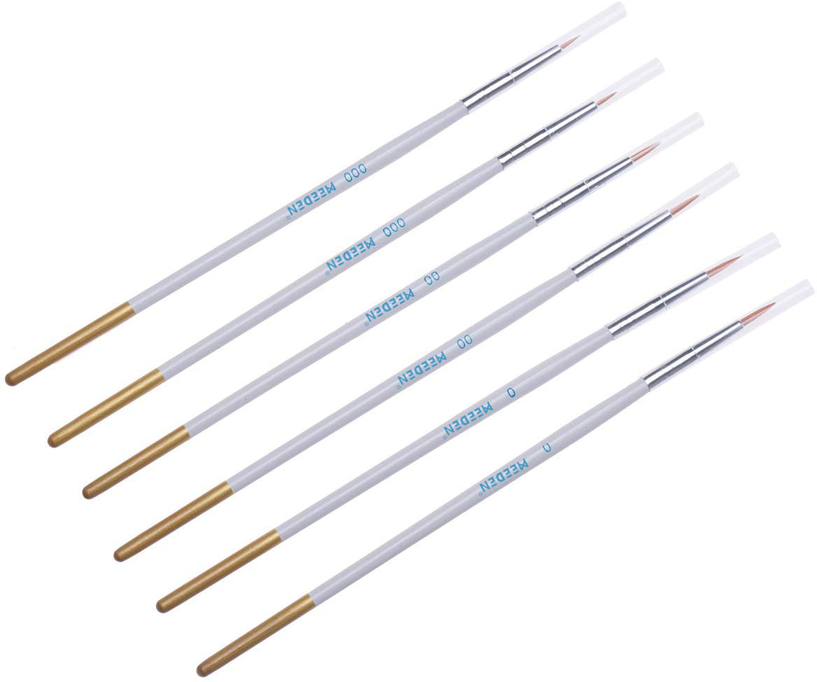 MEEDEN Miniature Detail Paint Brushes, 2/0 3/0 0 Small Fine Tip Paintbrush Set for Acrylic Watercolor Painting, Model Paint Brush for Craft, Nail