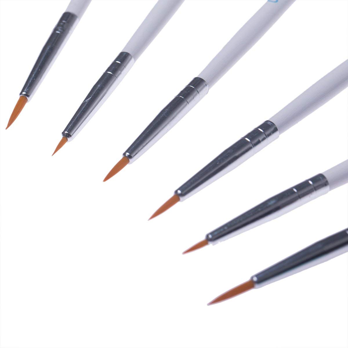 MEEDEN Miniature Detail Paint Brushes, 2/0 3/0 0 Small Fine Tip Paintbrush Set for Acrylic Watercolor Painting, Model Paint Brush for Craft, Nail