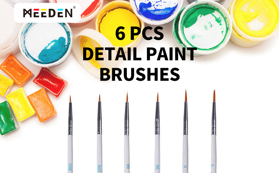 MEEDEN Miniature Detail Paint Brushes, 2/0 3/0 0 Small Fine Tip Paintbrush Set for Acrylic Watercolor Painting, Model Paint Brush for Craft, Nail