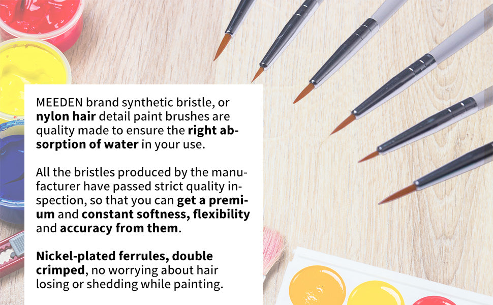MEEDEN Miniature Detail Paint Brushes, 2/0 3/0 0 Small Fine Tip Paintbrush Set for Acrylic Watercolor Painting, Model Paint Brush for Craft, Nail