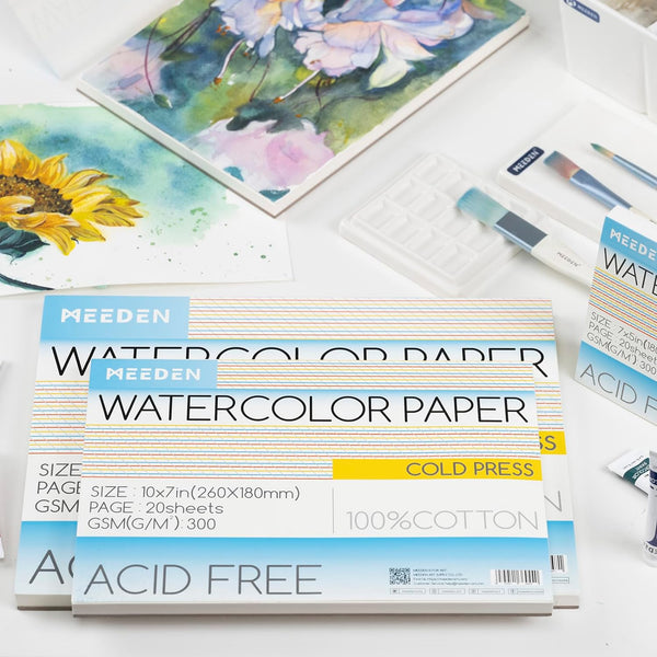 MEEDEN Aquarelpapier katoen: 20 vellen aquarelpapier 300 g/m² - ruw 38 x 26 cm - zuurvrij aquarelblok schilderblok DIN A3 aquarel schetsboek voor MEEDEN Aquarelpapier katoen: 20 vellen aquarelpapier 300 g/m² - ruw 38 x 26 cm - zuurvrij aquarelblok schilderblok DIN A3 aquarel schetsboek voor