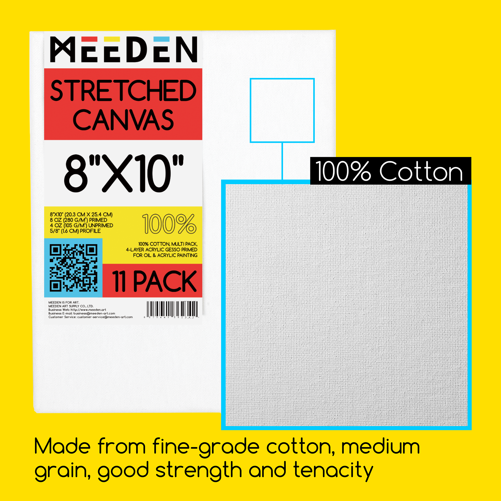 Crafter's Closet Artist Cotton Primed Stretched Canvas, 8 x 10, 2 Pack
