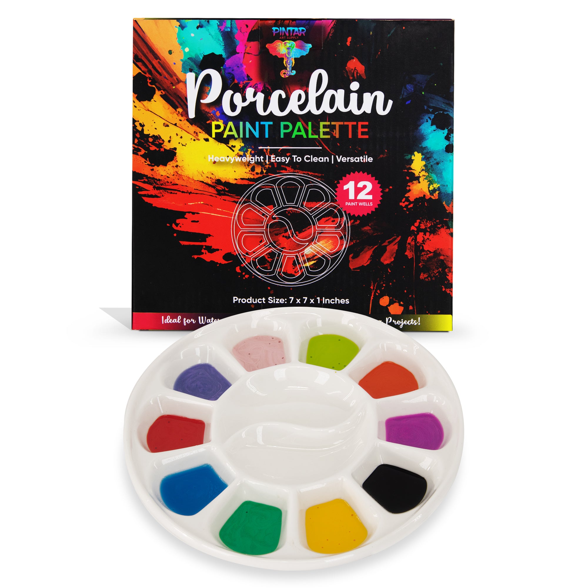 10PCS Round Porcelain Paint Palette - 4 Inch Ceramic Watercolor Palette Dish | For Artists, Painting & Mixing