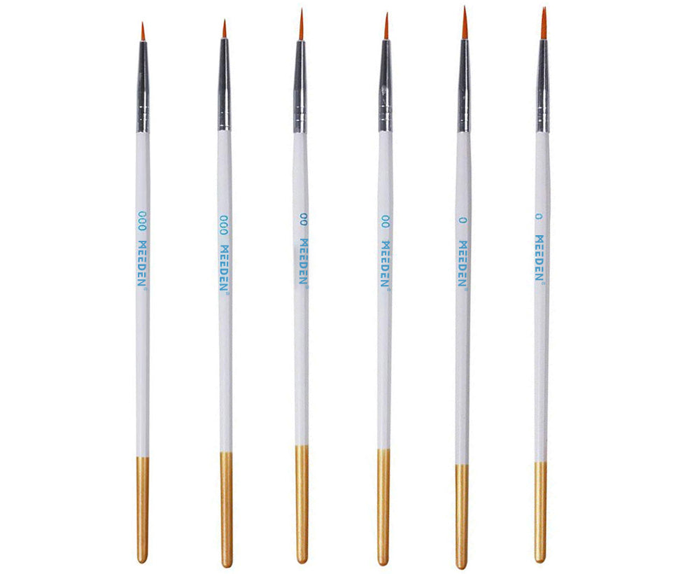 MEEDEN Miniature Detail Paint Brushes, 2/0 3/0 0 Small Fine Tip Paintbrush Set for Acrylic Watercolor Painting, Model Paint Brush for Craft, Nail