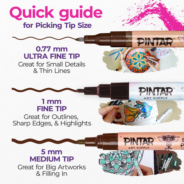 PINTAR Skin Tone Markers/Pens Extra Fine Tip for Rock Painting