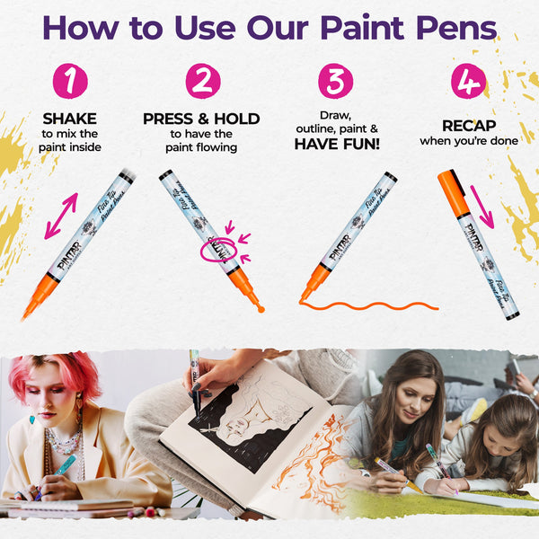 Permanent Paint Markers Pens - 3 Pack Gold Oil Based Paint Pens