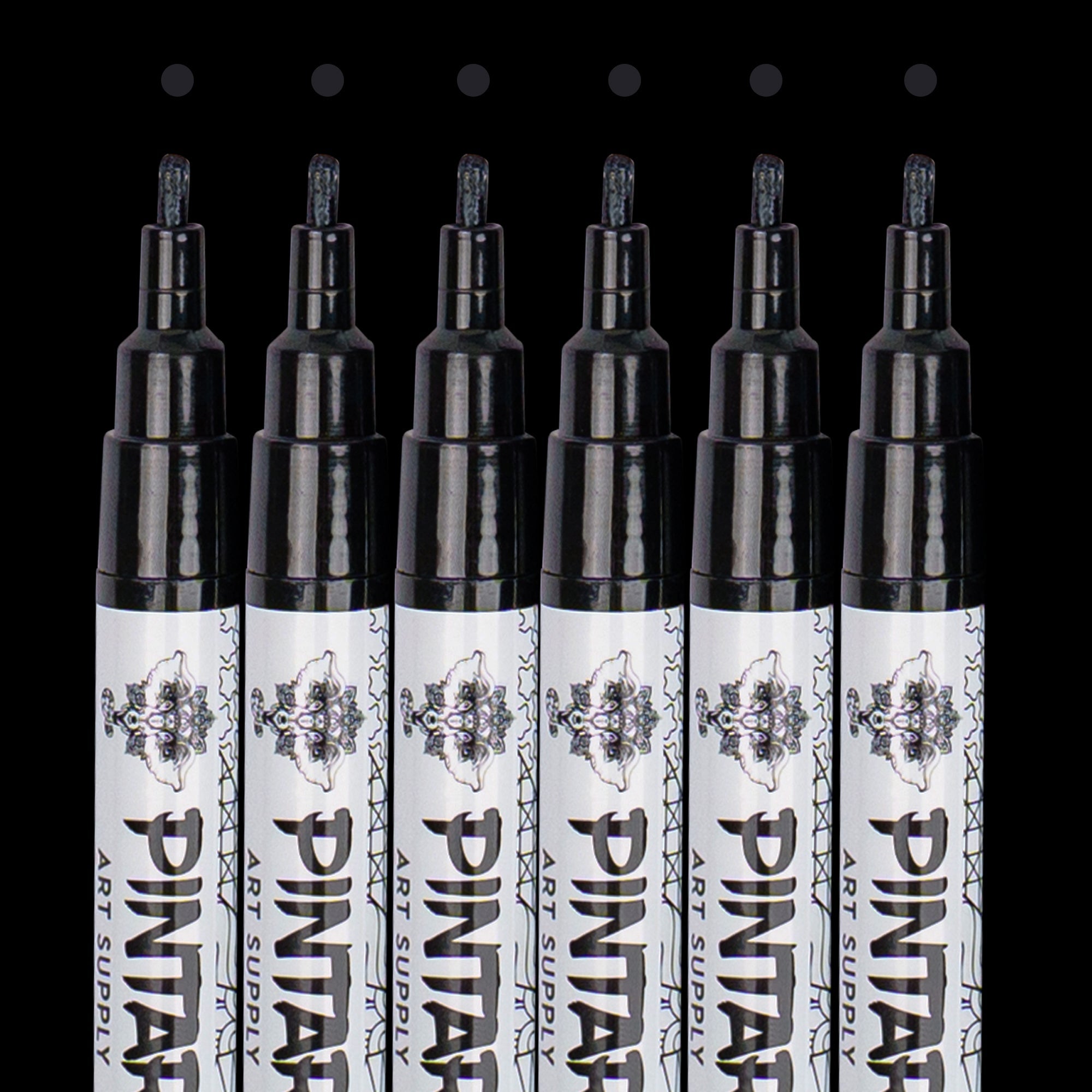 3 Black 3 White Paint Markers 2mm Tip Acrylic Paint Pens for Rock