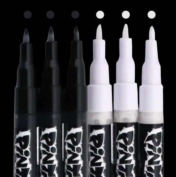 Pintar Acrylic Paint Markers (6 Black & White)– Pintar Art Supply