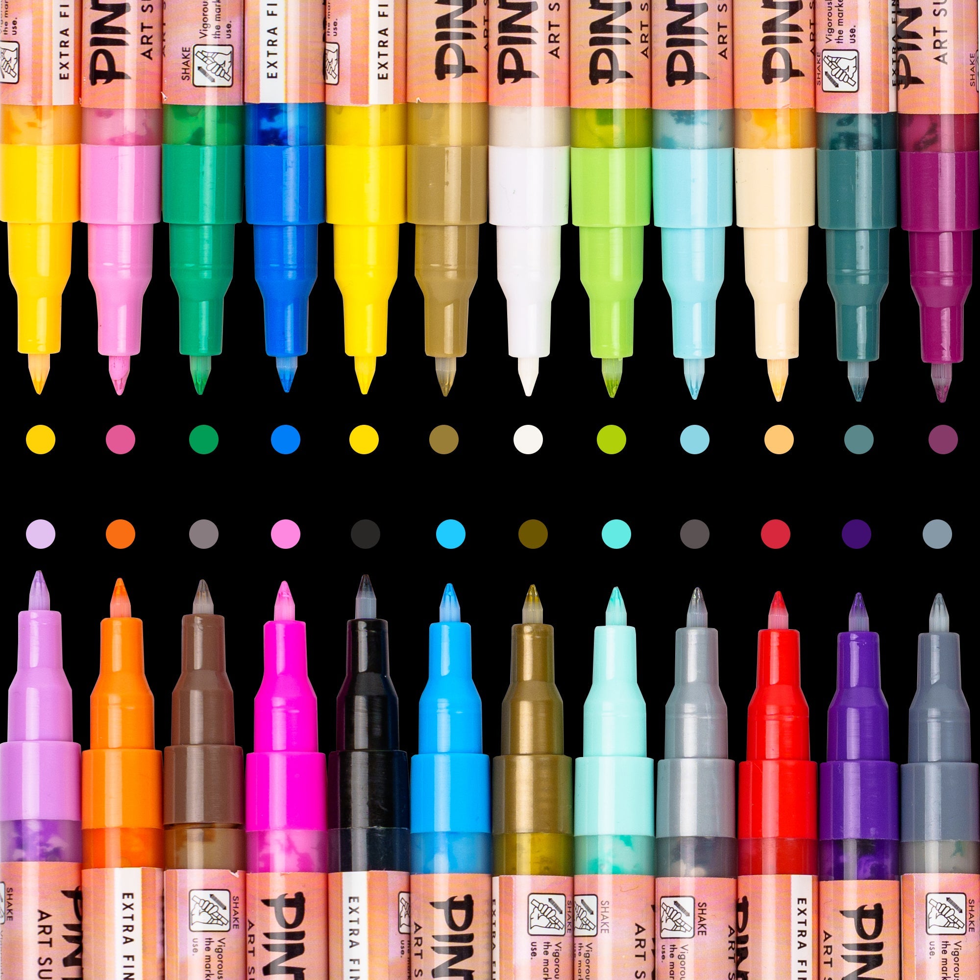 Acrylic Paint Markers Pens Set , 24 Color Medium Point Tip Art Permanent Paint  Pens for Rock Painting, Mug Design, Glass Writing, Canvas, Photo Album,  Metal, Christmas Gift DIY Craft Kids