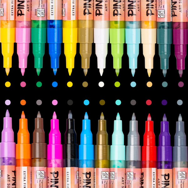 Acrylic Paint Marker Pens, Set of 12 Colors Markers Water Based
