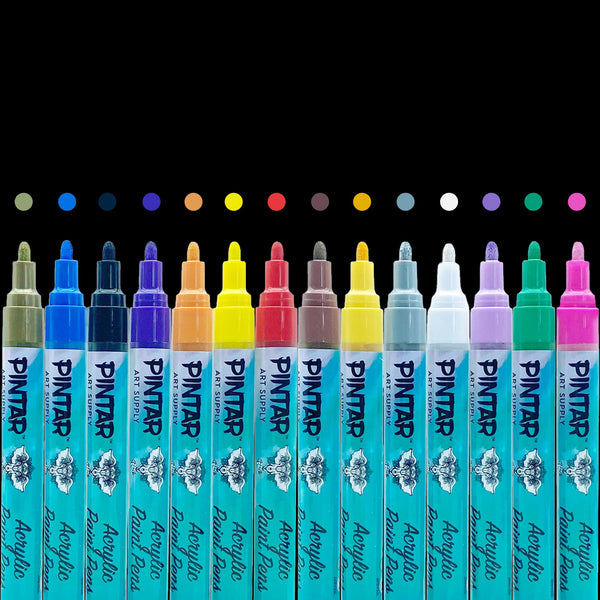 PINTAR Pastel Acrylic Paint Pens - Extra Fine Tip Brush Pens & Fabric  Markers for Drawing & Art Supplies - Acrylic Paint Markers for Rock  Painting, Wood, Glass, Leather, Shoes - Pack