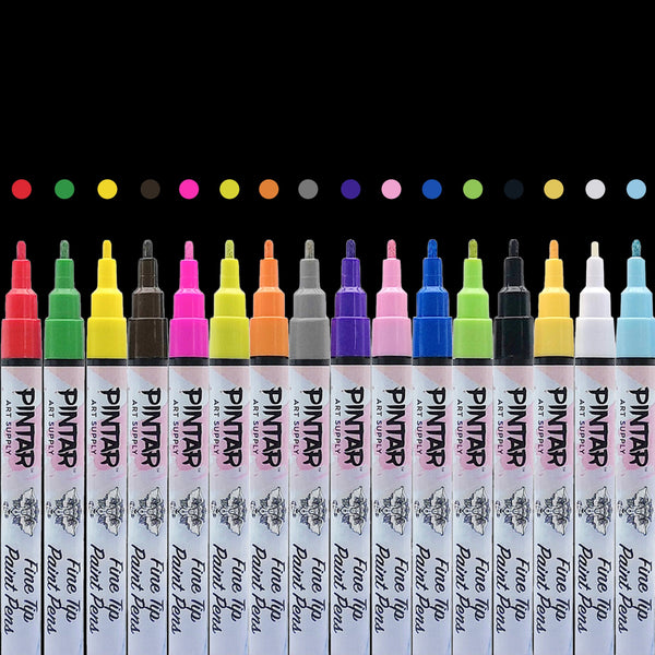 Pintar Premium Metallic Paint Pens - 14 Pack Fine Tip Paint Pens