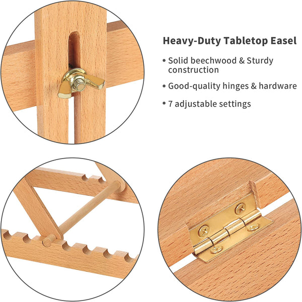 MEEDEN Heavy-Duty Tabletop Studio H-Frame Wooden Easel- Solid