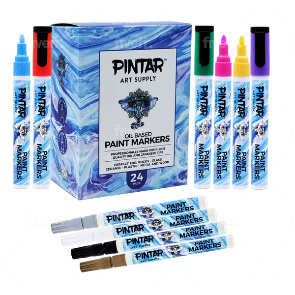 PINTAR Pastel Acrylic Paint Pens - Medium Point Tip Brush Pens & Fabric  Markers for Drawing & Art Supplies - Acrylic Paint Markers for Rock  Painting, Wood, Glass, Leather, Shoes - Pack
