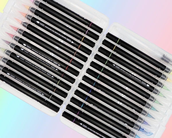 Dual Brush Pens - 24 Colors - MozArt Supplies USA