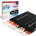 PINTAR Dual Brush Dual Tip - Soft Brush & Fine Tip, Watercolor Brush, Art Supplies, 24 Pieces Dual TIP Brush Set, 2 Water Brush Included