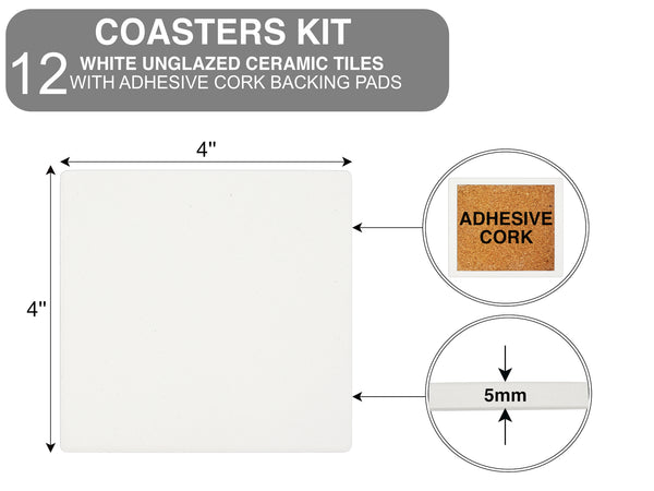 Self-Adhesive Cork Squares 4x4 Inches Cork Backing Sheets Cork Tiles  Coasters